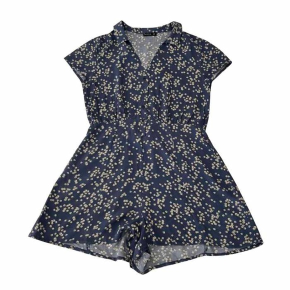 Cotton On Slate Blue and Yellow Floral Romper - Picture 1 of 4
